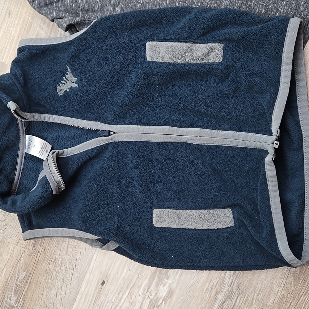 Just One You 3T Fleece Dinosaur Outfit Pants Vest Shiry Gray Navy - Picture 2 of 8